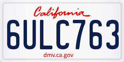 CA license plate 6ULC763