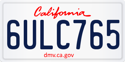 CA license plate 6ULC765