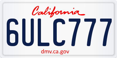 CA license plate 6ULC777