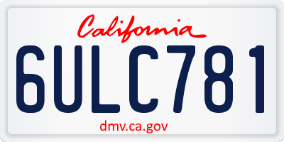 CA license plate 6ULC781