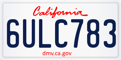 CA license plate 6ULC783