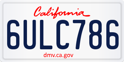 CA license plate 6ULC786