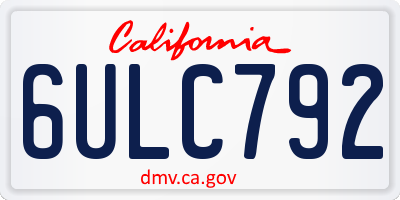 CA license plate 6ULC792