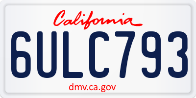 CA license plate 6ULC793