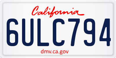CA license plate 6ULC794