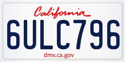 CA license plate 6ULC796