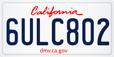 CA license plate 6ULC802