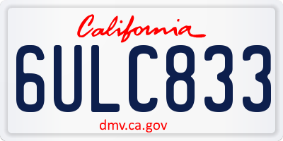 CA license plate 6ULC833