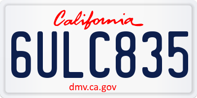CA license plate 6ULC835