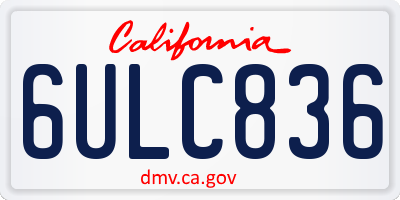 CA license plate 6ULC836