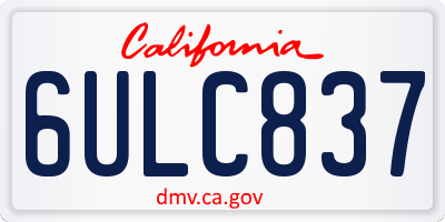 CA license plate 6ULC837
