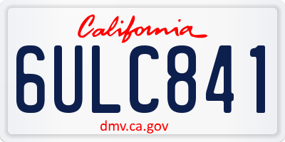 CA license plate 6ULC841