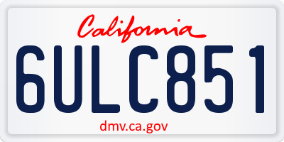 CA license plate 6ULC851