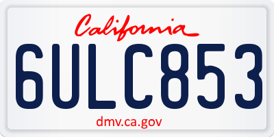 CA license plate 6ULC853