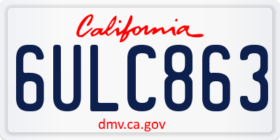 CA license plate 6ULC863