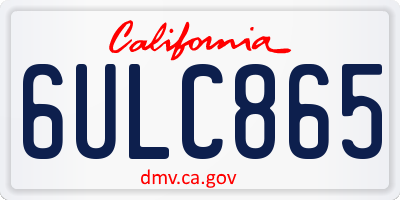 CA license plate 6ULC865