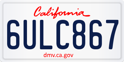 CA license plate 6ULC867