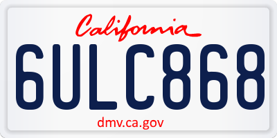CA license plate 6ULC868