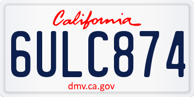 CA license plate 6ULC874