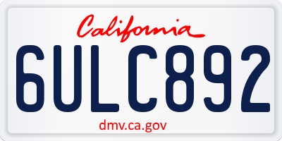 CA license plate 6ULC892