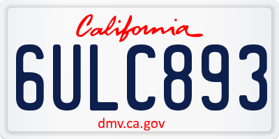CA license plate 6ULC893
