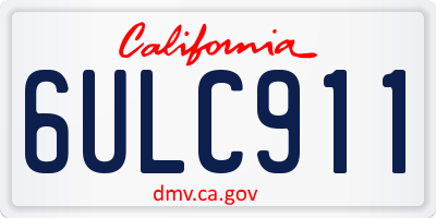 CA license plate 6ULC911