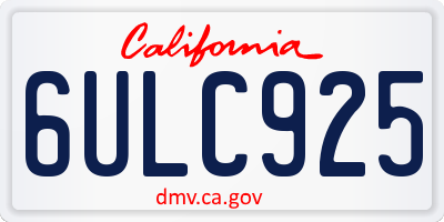 CA license plate 6ULC925