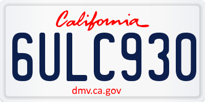 CA license plate 6ULC930