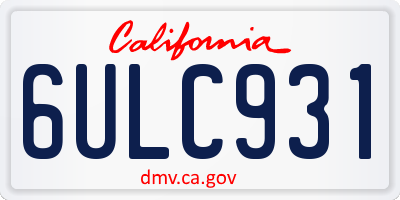 CA license plate 6ULC931