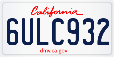 CA license plate 6ULC932