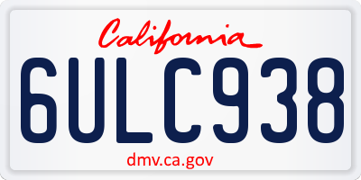 CA license plate 6ULC938
