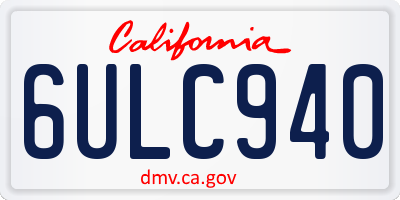 CA license plate 6ULC940