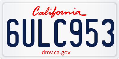 CA license plate 6ULC953