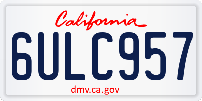 CA license plate 6ULC957