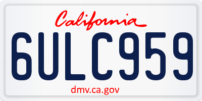 CA license plate 6ULC959