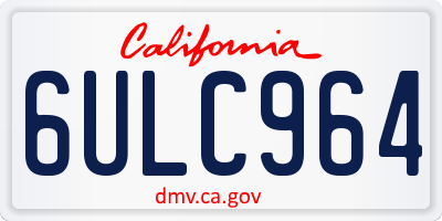 CA license plate 6ULC964