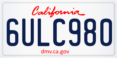 CA license plate 6ULC980