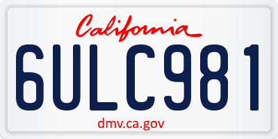 CA license plate 6ULC981