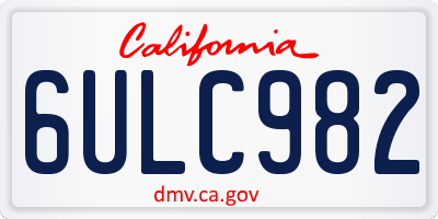 CA license plate 6ULC982