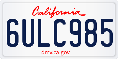 CA license plate 6ULC985