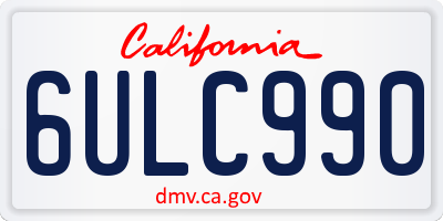 CA license plate 6ULC990