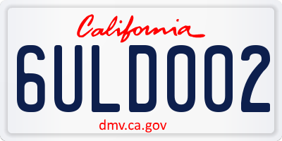 CA license plate 6ULD002