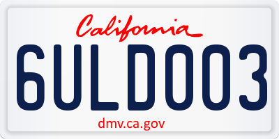 CA license plate 6ULD003