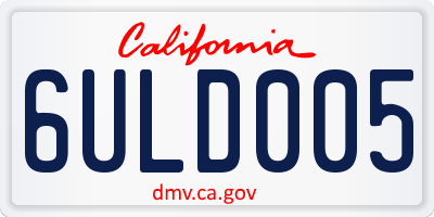 CA license plate 6ULD005