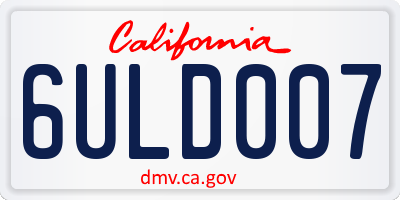 CA license plate 6ULD007