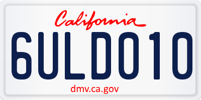 CA license plate 6ULD010