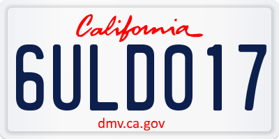 CA license plate 6ULD017