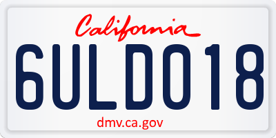 CA license plate 6ULD018