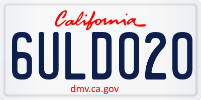 CA license plate 6ULD020