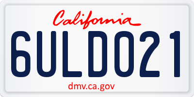 CA license plate 6ULD021